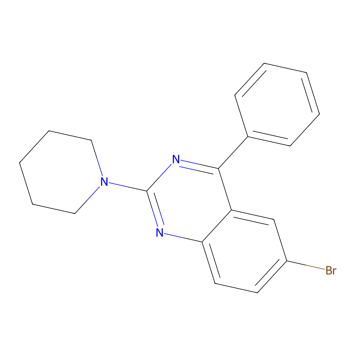 6-Bromo-4-phenyl-2-piperidin-1-ylquinazoline molecular structure, CAS 353779-74-5