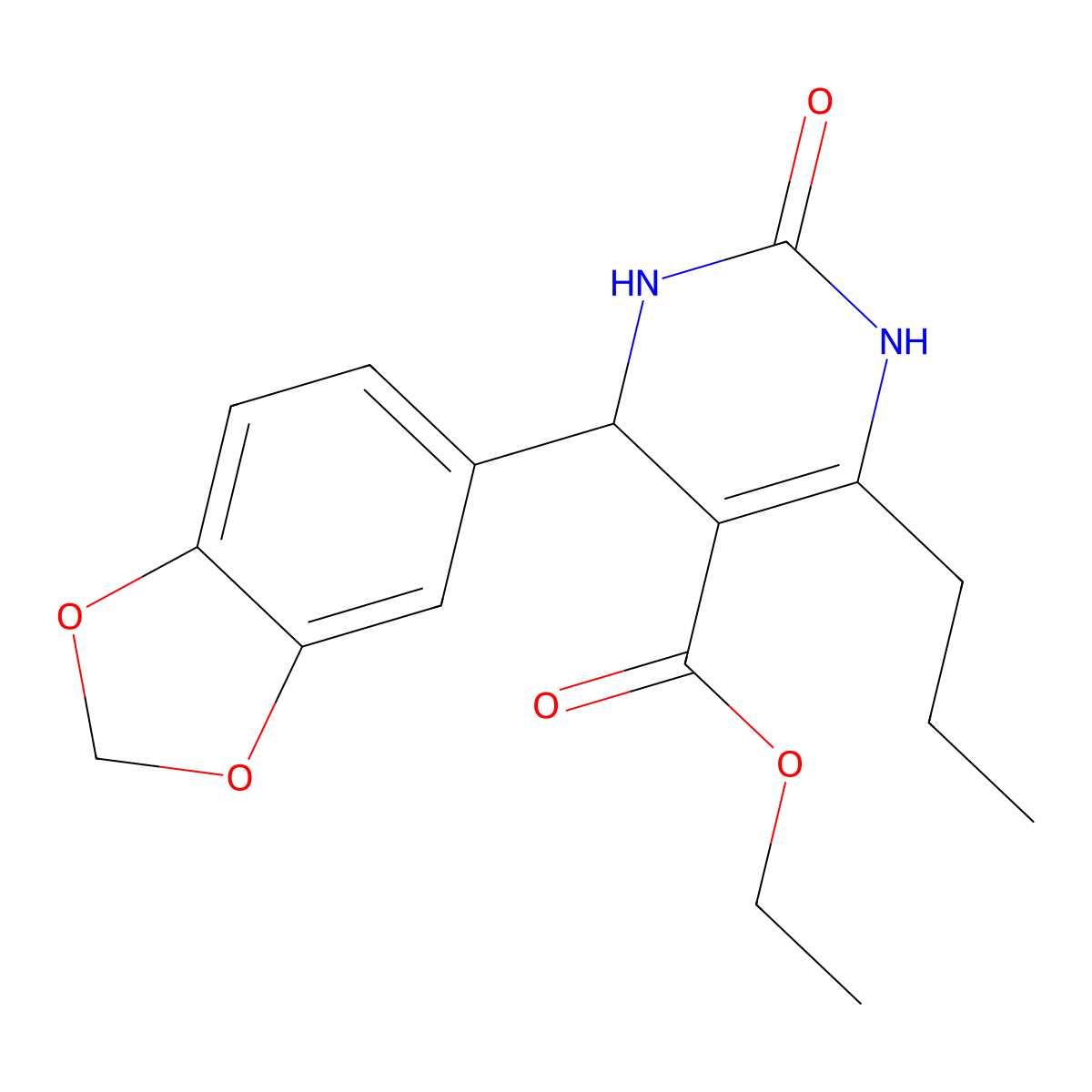 Ethyl 4-(1,3-benzodioxol-5-yl)-2-oxo-6-propyl-1,2,3,4-tetrahydro-5-pyrimidinecarboxylate molecular structure, CAS 353780-55-9