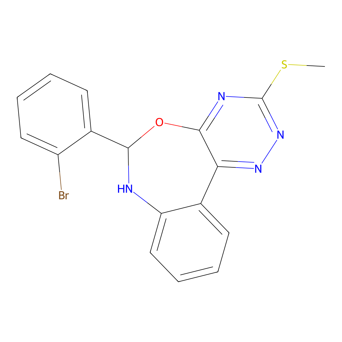 6-(2-Bromophenyl)-3-(methylsulfanyl)-6,7-dihydro[1,2,4]triazino[5,6-d][3,1]benzoxazepine molecular structure, CAS 353780-96-8