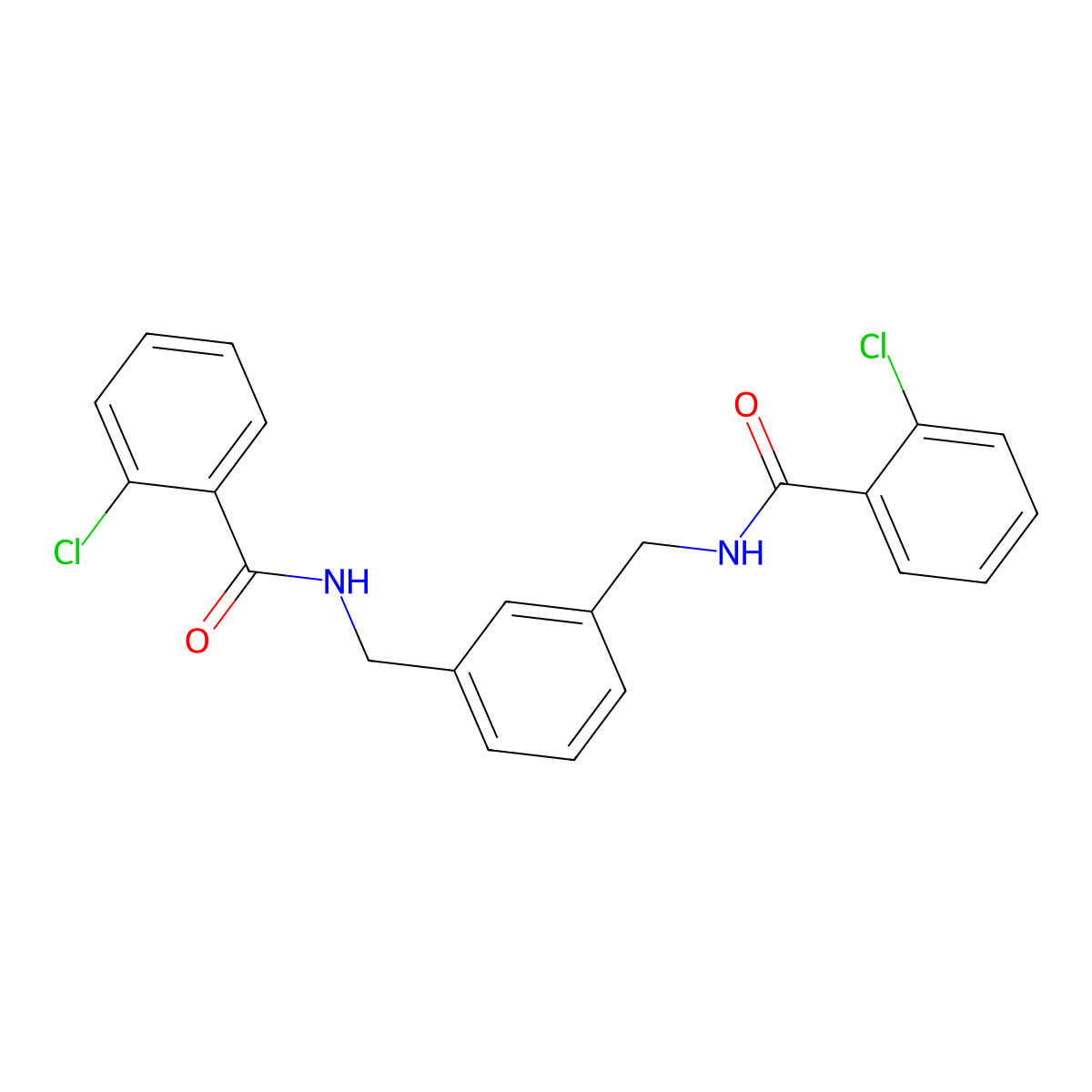 2-chloro-N-[[3-[[(2-chlorobenzoyl)amino]methyl]phenyl]methyl]benzamide molecular structure, CAS 353781-04-1