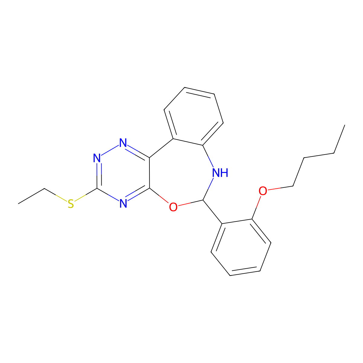 6-(2-Butoxyphenyl)-3-(ethylsulfanyl)-6,7-dihydro[1,2,4]triazino[5,6-d][3,1]benzoxazepine molecular structure, CAS 353781-12-1