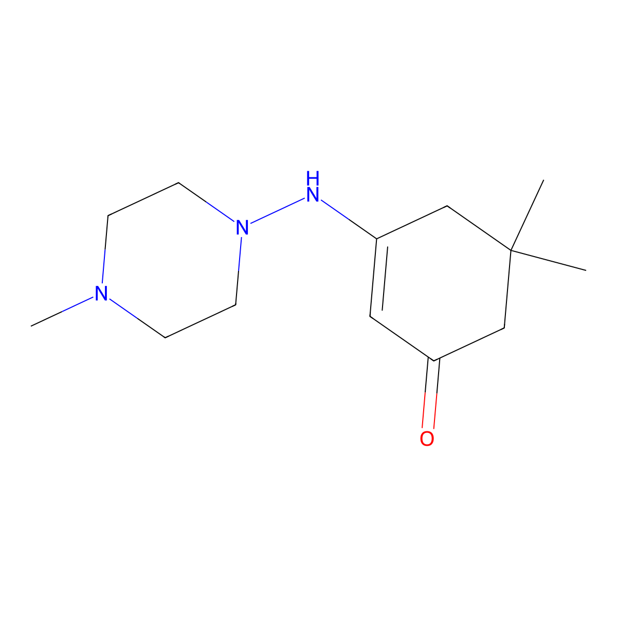 2-Cyclohexenone, 5,5-dimethyl-3-(4-methylpiperazin-1-yl)amino- molecular structure, CAS 353781-18-7