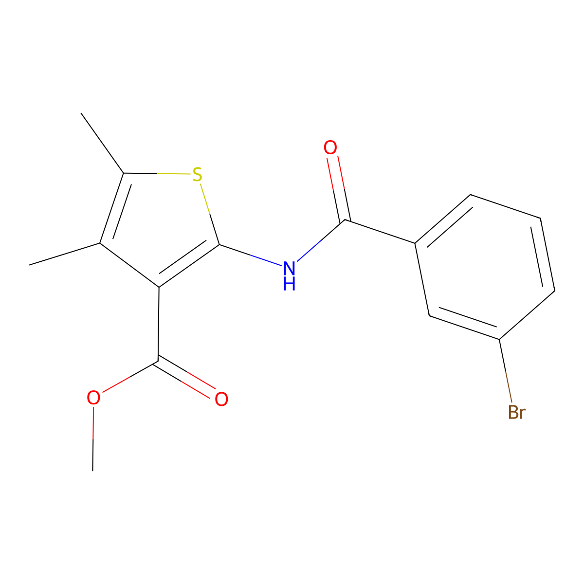 Methyl 2-[(3-bromobenzoyl)amino]-4,5-dimethylthiophene-3-carboxylate molecular structure, CAS 353781-69-8