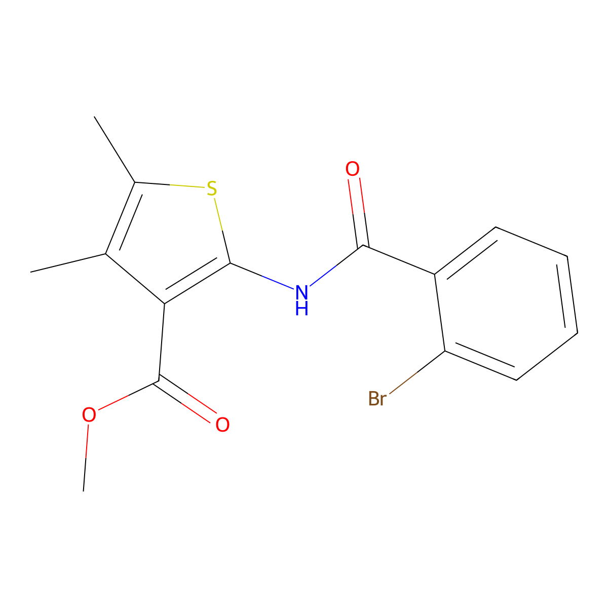 Methyl 2-(2-bromobenzamido)-4,5-dimethylthiophene-3-carboxylate molecular structure, CAS 353781-79-0