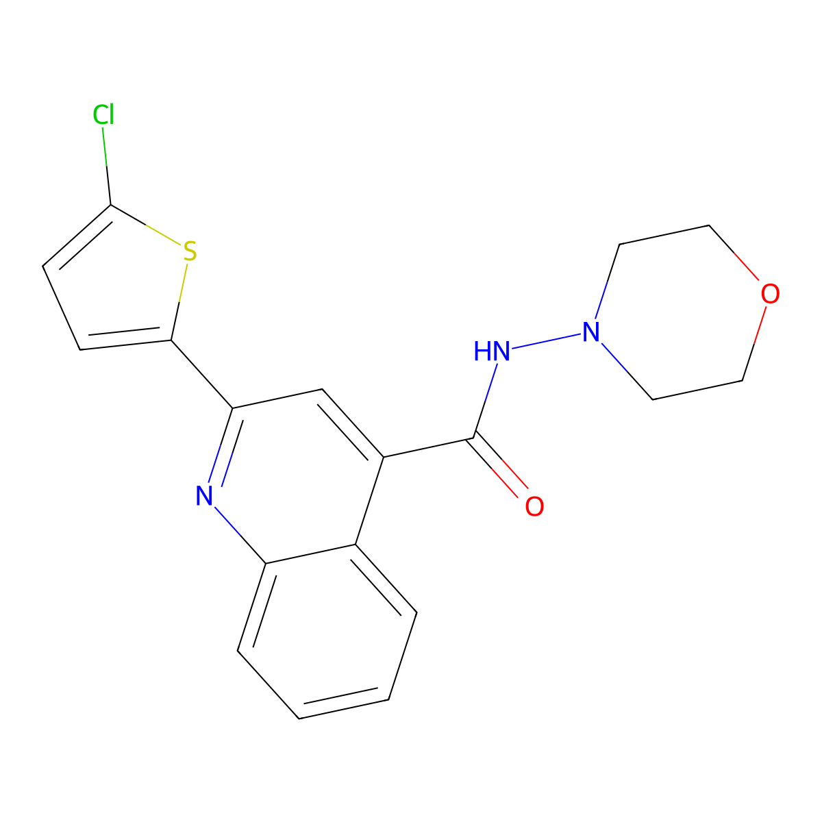2-(5-chlorothiophen-2-yl)-N-(morpholin-4-yl)quinoline-4-carboxamide molecular structure, CAS 353781-93-8