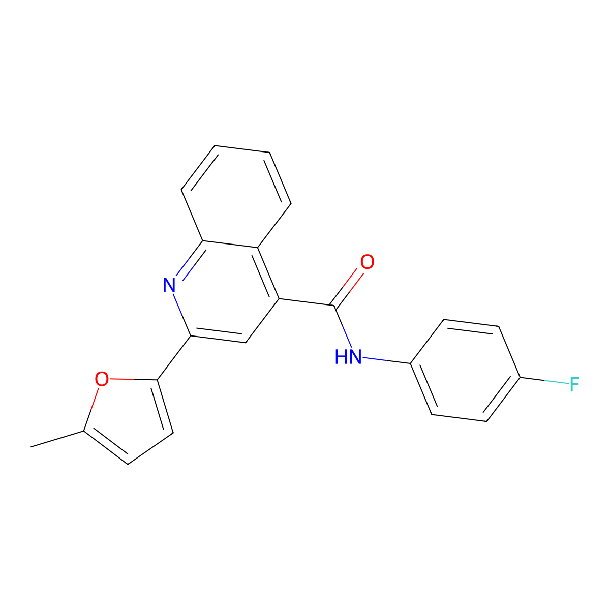 N-(4-fluorophenyl)-2-(5-methylfuran-2-yl)quinoline-4-carboxamide molecular structure, CAS 353781-94-9
