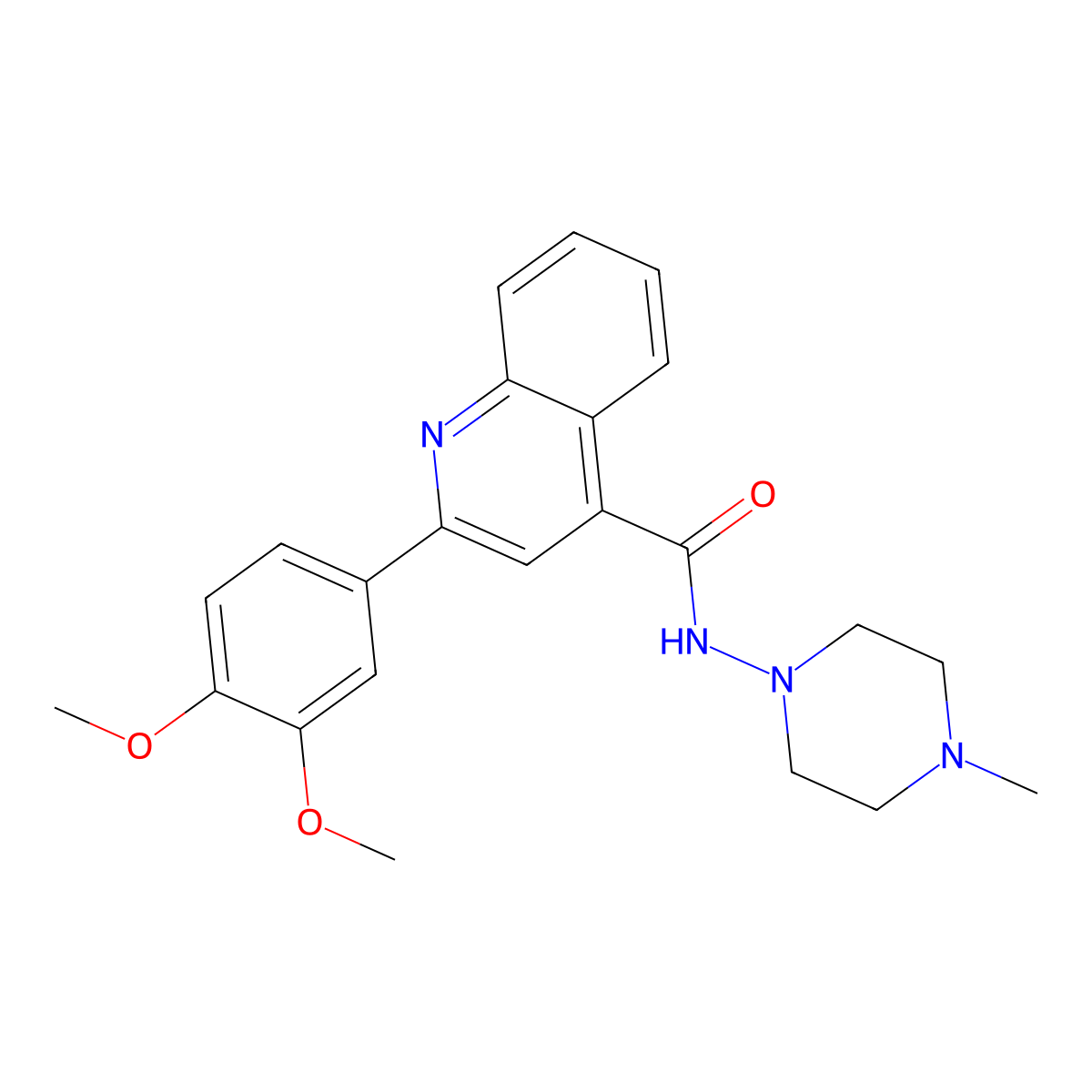 2-(3,4-dimethoxyphenyl)-N-(4-methylpiperazin-1-yl)quinoline-4-carboxamide molecular structure, CAS 353782-06-6