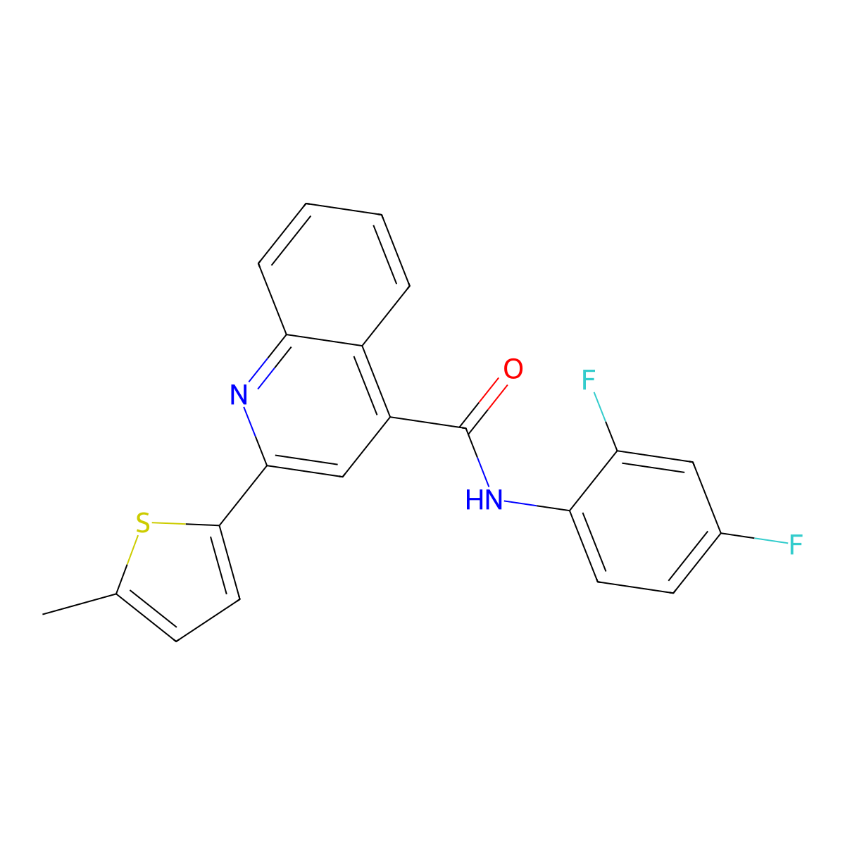 N-(2,4-difluorophenyl)-2-(5-methylthiophen-2-yl)quinoline-4-carboxamide molecular structure, CAS 353782-10-2