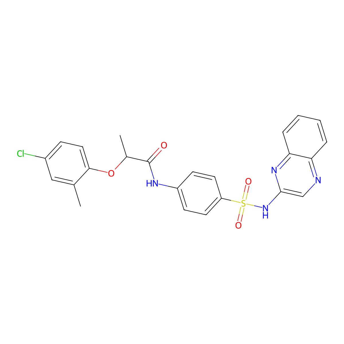 2-(4-chloro-2-methylphenoxy)-N-{4-[(2-quinoxalinylamino)sulfonyl]phenyl}propanamide molecular structure, CAS 353782-12-4