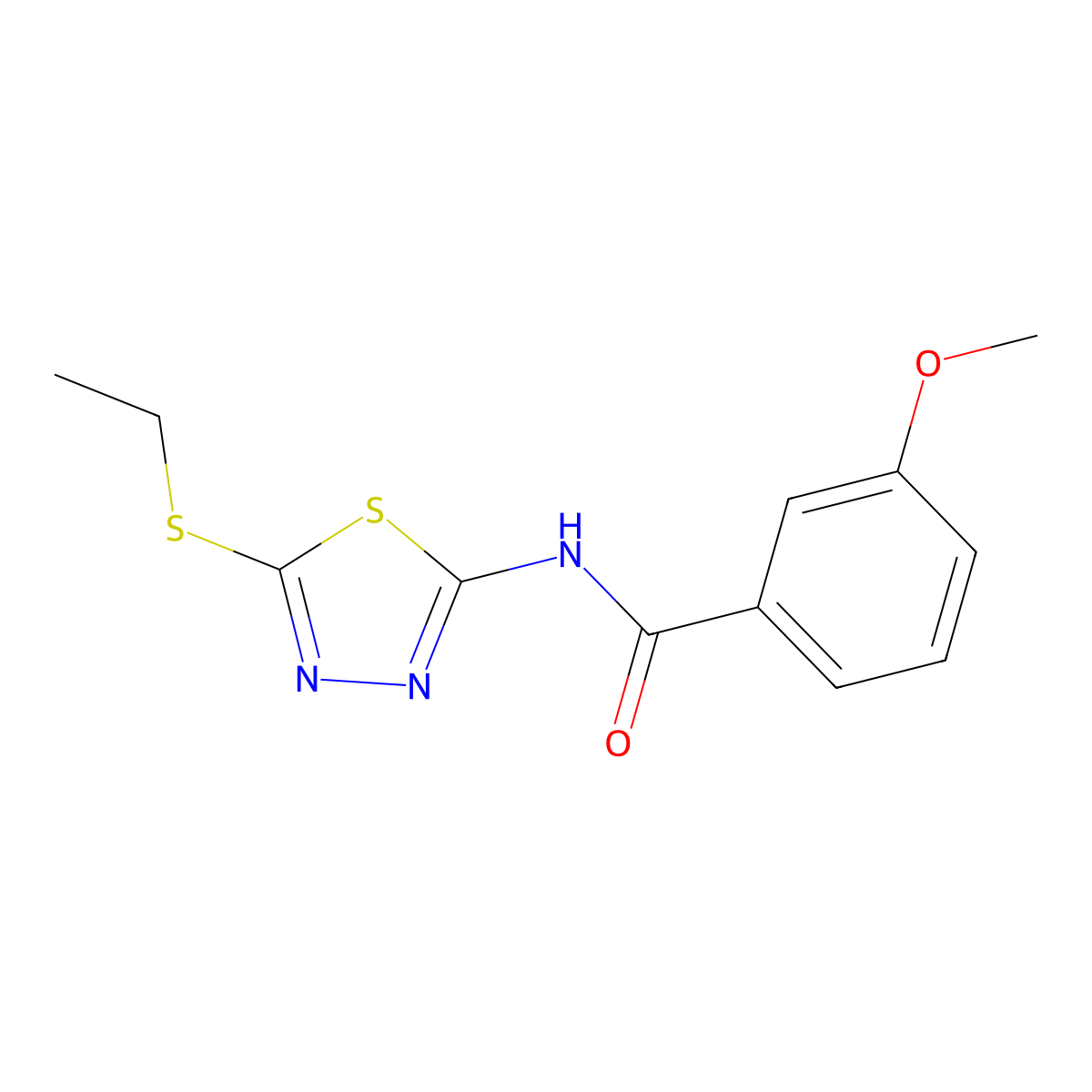 N-[5-(ethylsulfanyl)-1,3,4-thiadiazol-2-yl]-3-methoxybenzamide molecular structure, CAS 353782-17-9