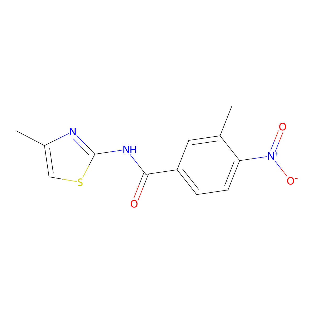 3-methyl-N-(4-methyl-1,3-thiazol-2-yl)-4-nitrobenzamide molecular structure, CAS 353782-19-1