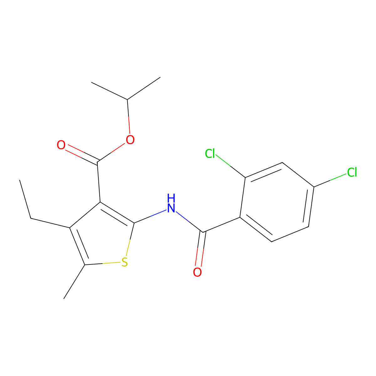 Propan-2-yl 2-[(2,4-dichlorobenzoyl)amino]-4-ethyl-5-methylthiophene-3-carboxylate molecular structure, CAS 353782-33-9