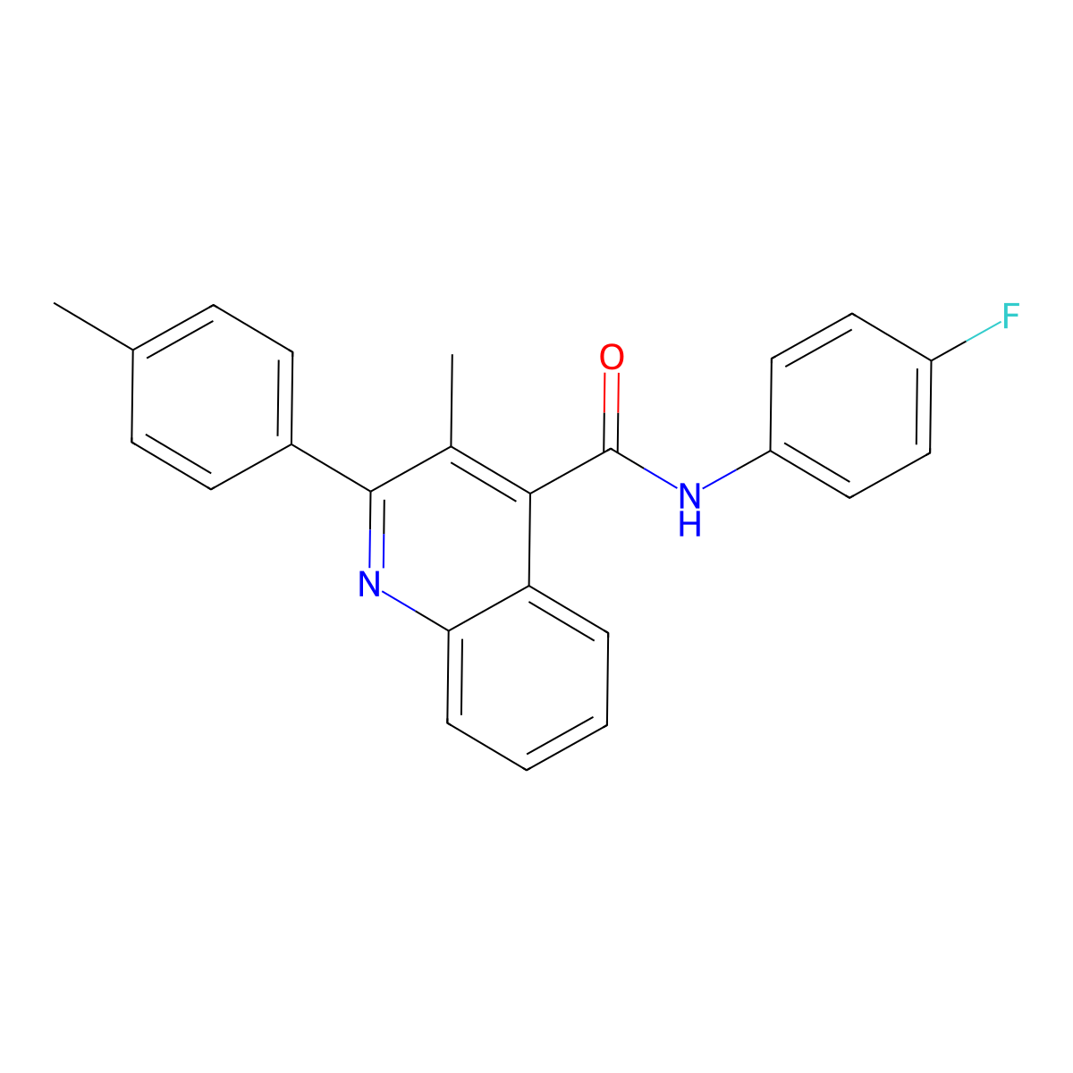 N-(4-fluorophenyl)-3-methyl-2-(4-methylphenyl)quinoline-4-carboxamide molecular structure, CAS 353782-37-3