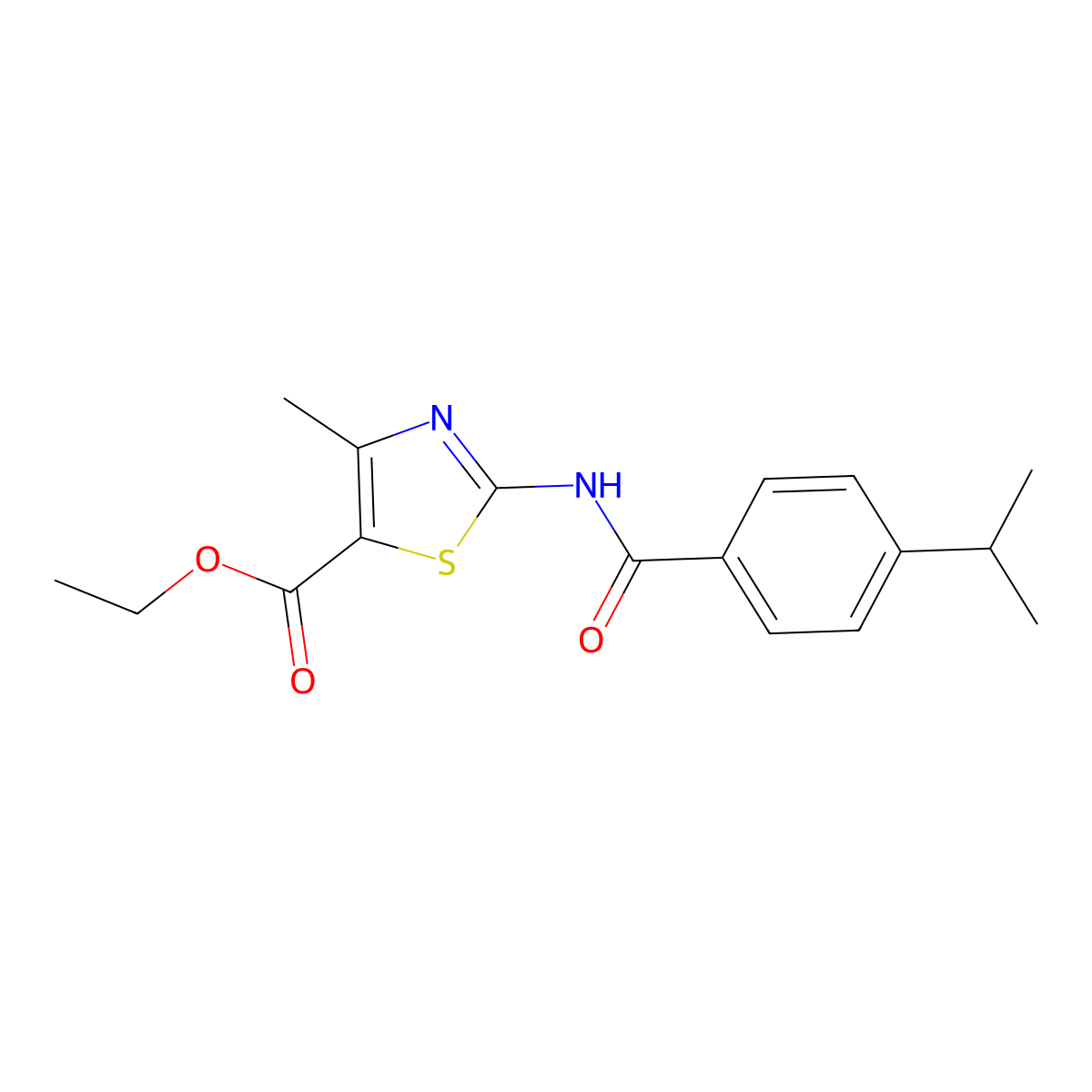 Ethyl 2-[(4-isopropylbenzoyl)amino]-4-methyl-1,3-thiazole-5-carboxylate molecular structure, CAS 353782-80-6