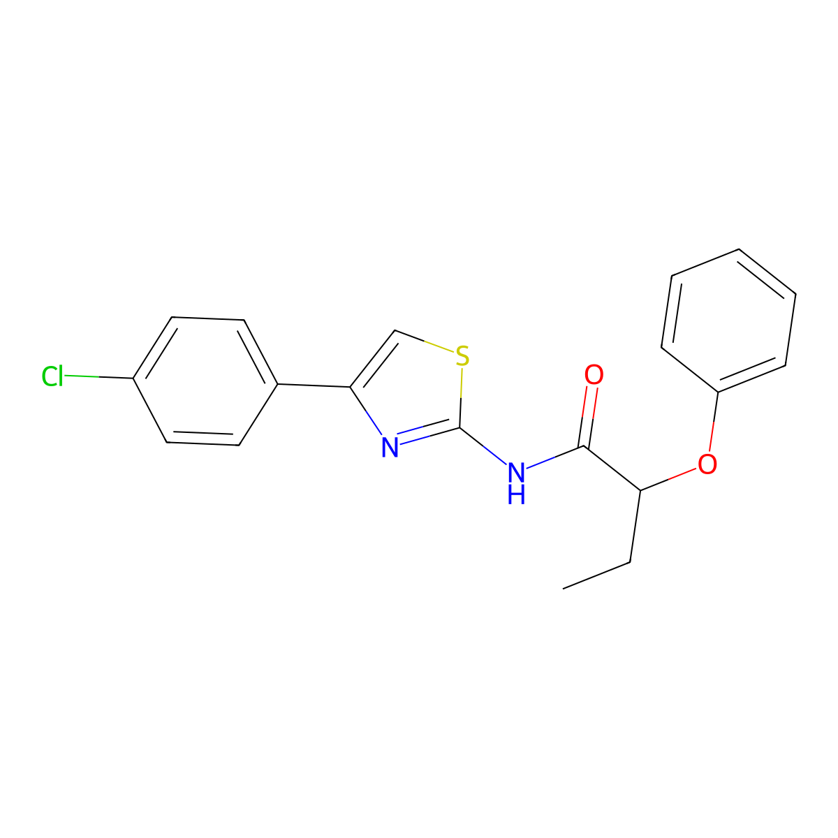 N-[4-(4-chlorophenyl)-1,3-thiazol-2-yl]-2-phenoxybutanamide molecular structure, CAS 353782-82-8