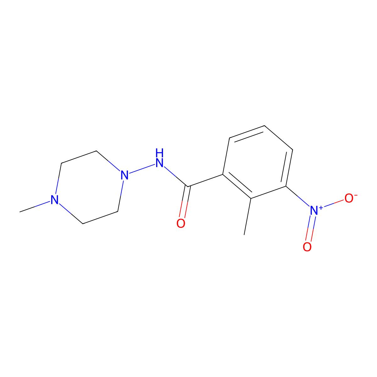 2-methyl-N-(4-methylpiperazin-1-yl)-3-nitrobenzamide molecular structure, CAS 353783-00-3