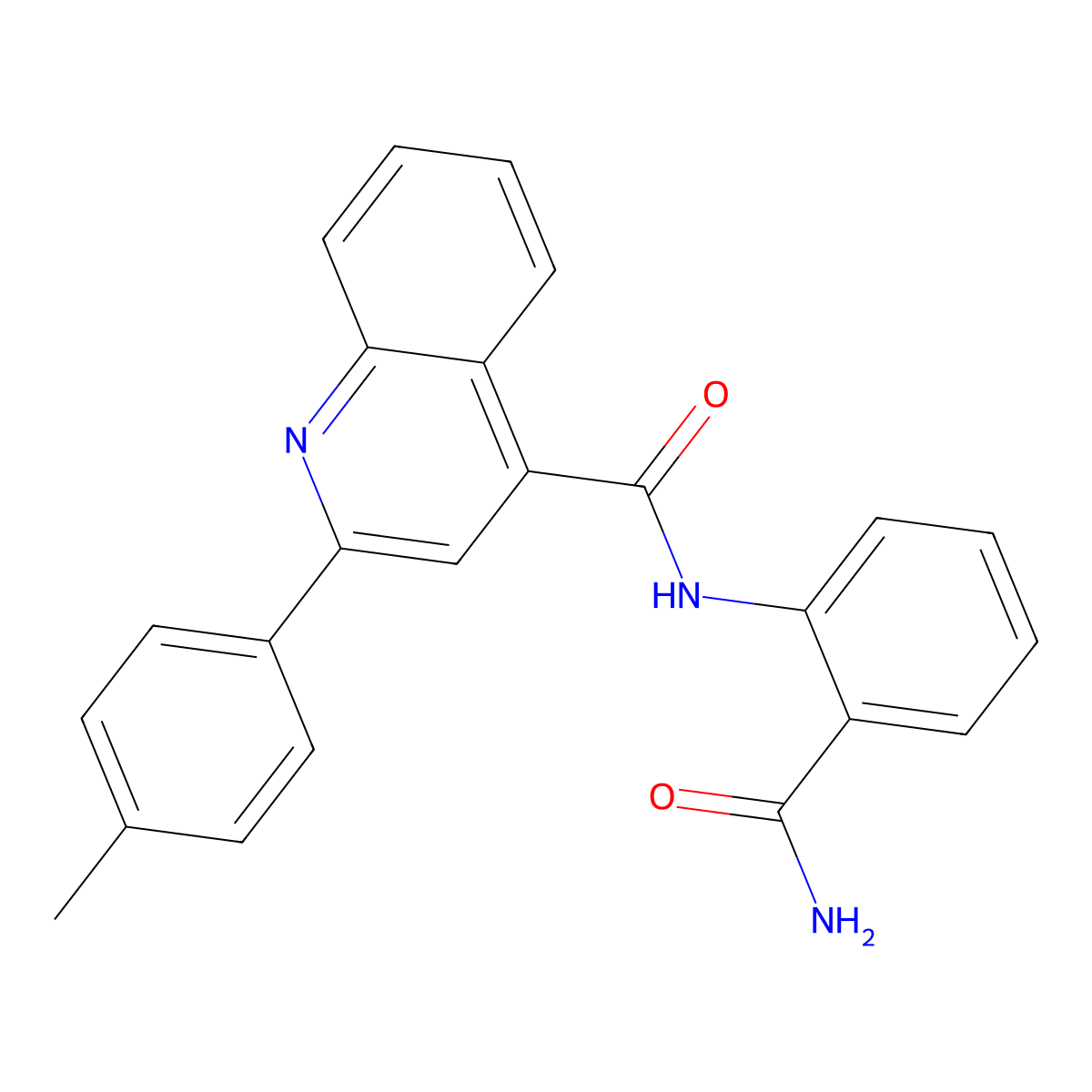 N-(2-carbamoylphenyl)-2-(4-methylphenyl)quinoline-4-carboxamide molecular structure, CAS 353783-81-0