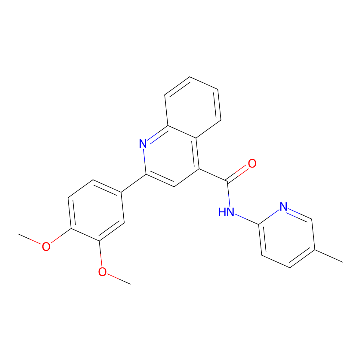 2-(3,4-dimethoxyphenyl)-N-(5-methylpyridin-2-yl)quinoline-4-carboxamide molecular structure, CAS 353783-93-4