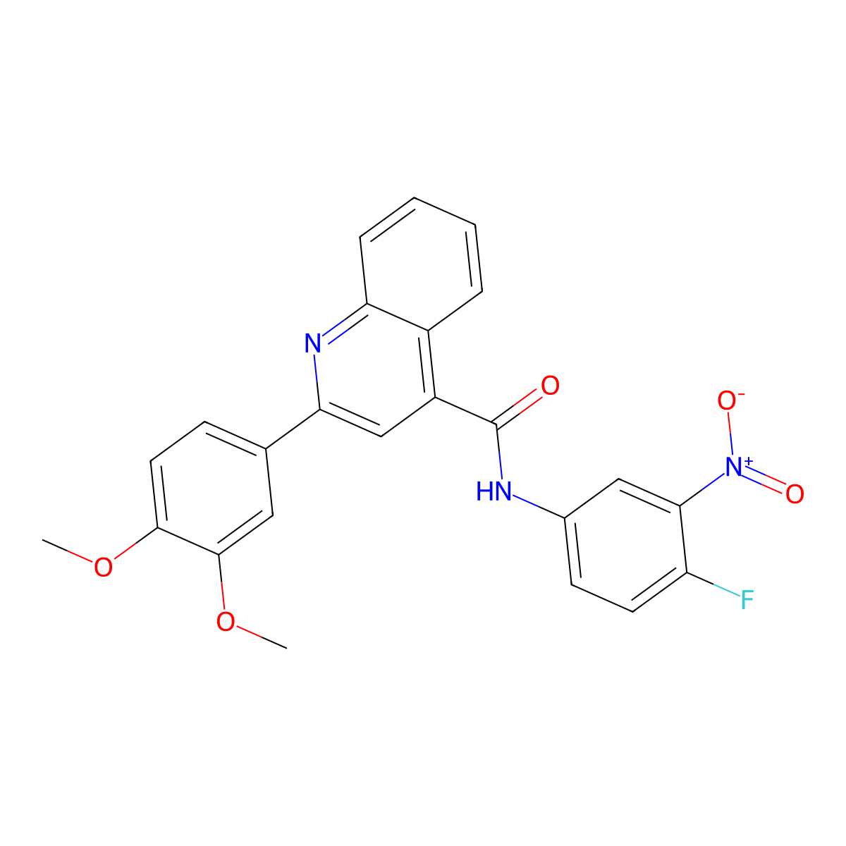 2-(3,4-dimethoxyphenyl)-N-(4-fluoro-3-nitrophenyl)quinoline-4-carboxamide molecular structure, CAS 353784-24-4