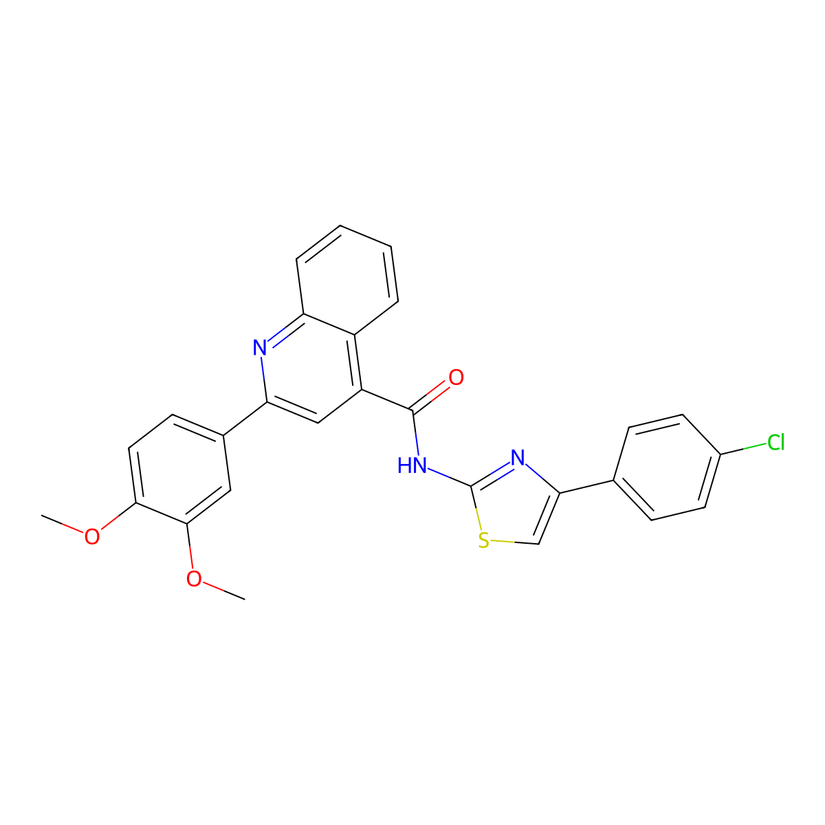 N-[4-(4-chlorophenyl)-1,3-thiazol-2-yl]-2-(3,4-dimethoxyphenyl)quinoline-4-carboxamide molecular structure, CAS 353784-41-5