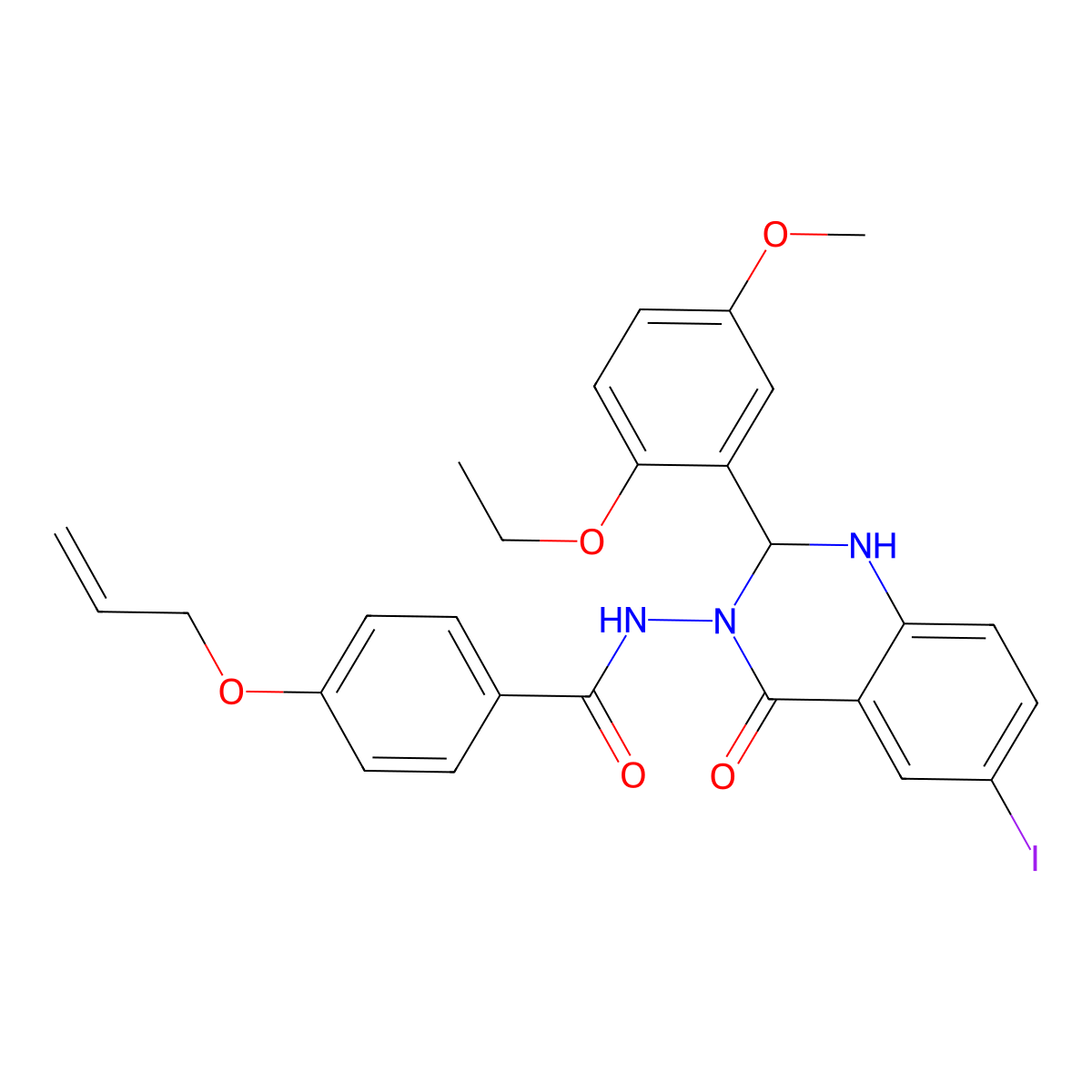 N-[2-(2-ethoxy-5-methoxyphenyl)-6-iodo-4-oxo-1,2-dihydroquinazolin-3-yl]-4-prop-2-enoxybenzamide molecular structure, CAS 353784-55-1