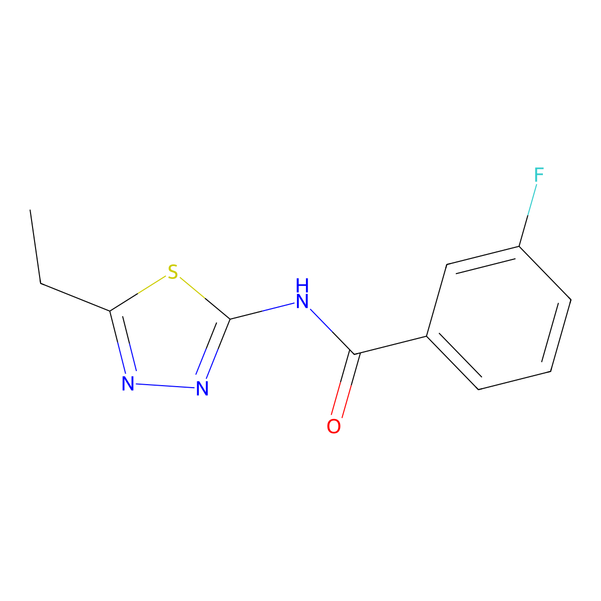 N-(5-ethyl-1,3,4-thiadiazol-2-yl)-3-fluorobenzamide molecular structure, CAS 353784-61-9