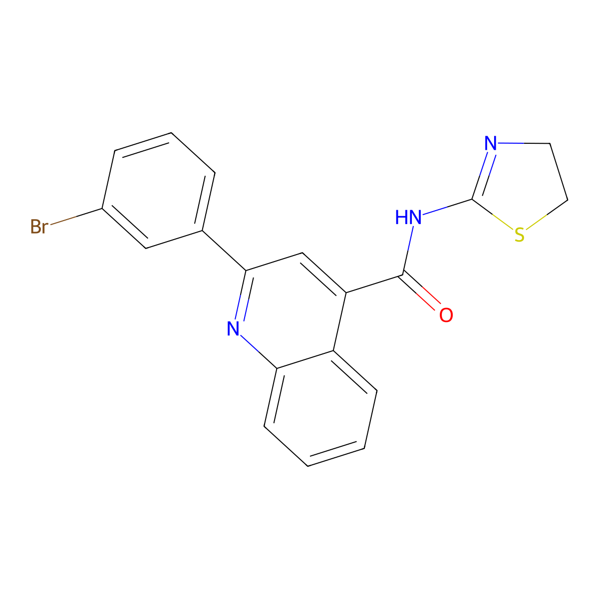 2-(3-bromophenyl)-N-(4,5-dihydro-1,3-thiazol-2-yl)quinoline-4-carboxamide molecular structure, CAS 353784-62-0