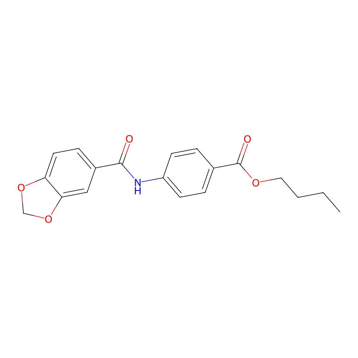 Butyl 4-[(1,3-benzodioxol-5-ylcarbonyl)amino]benzoate molecular structure, CAS 353784-70-0
