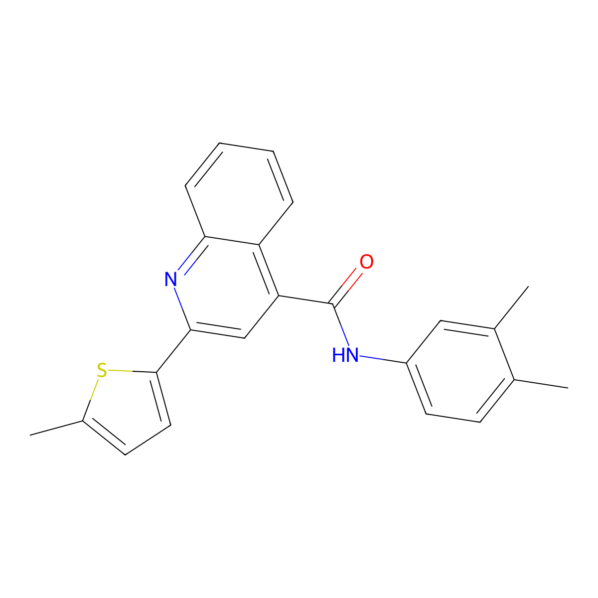 N-(3,4-dimethylphenyl)-2-(5-methylthiophen-2-yl)quinoline-4-carboxamide molecular structure, CAS 353784-95-9
