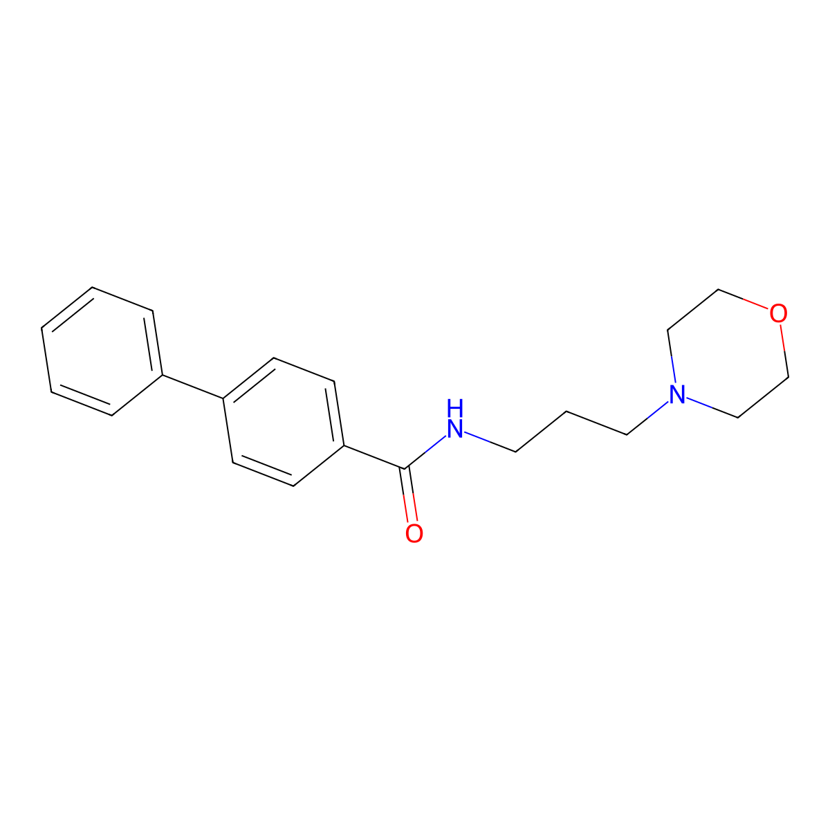 N-(3-morpholin-4-ylpropyl)-4-phenylbenzamide molecular structure, CAS 353785-13-4