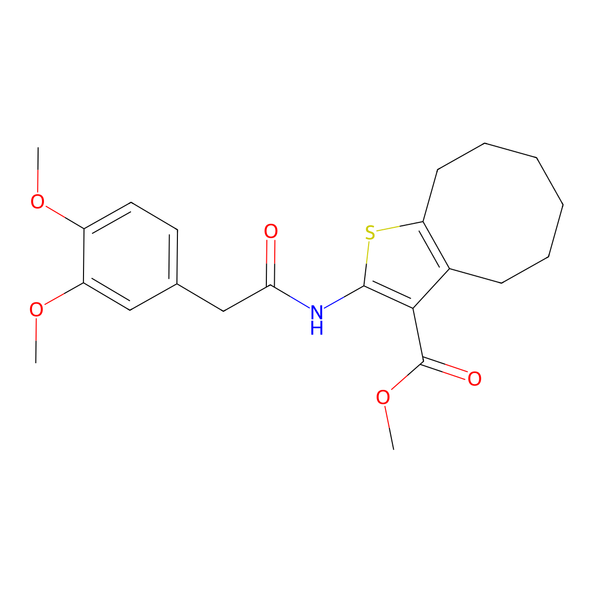 Methyl 2-{[(3,4-dimethoxyphenyl)acetyl]amino}-4,5,6,7,8,9-hexahydrocycloocta[b]thiophene-3-carboxylate molecular structure, CAS 353785-40-7