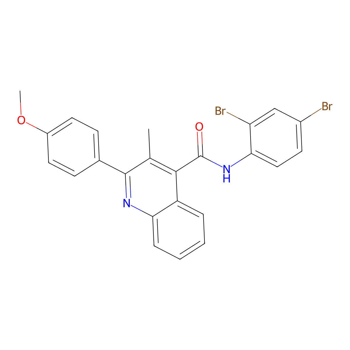 N-(2,4-dibromophenyl)-2-(4-methoxyphenyl)-3-methylquinoline-4-carboxamide molecular structure, CAS 353785-77-0
