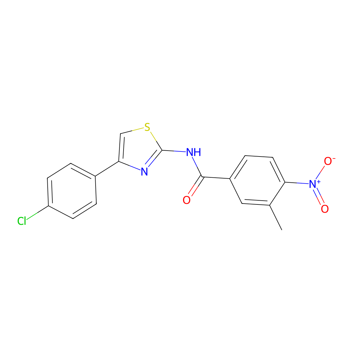 N-[4-(4-chlorophenyl)-1,3-thiazol-2-yl]-3-methyl-4-nitrobenzamide molecular structure, CAS 353786-00-2