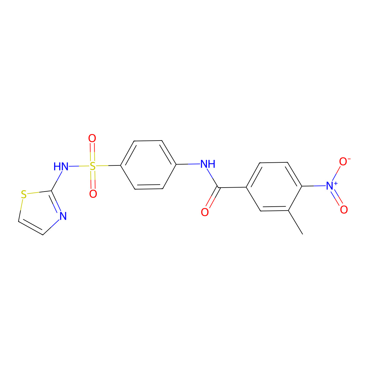 3-methyl-4-nitro-N-[4-(1,3-thiazol-2-ylsulfamoyl)phenyl]benzamide molecular structure, CAS 353786-13-7