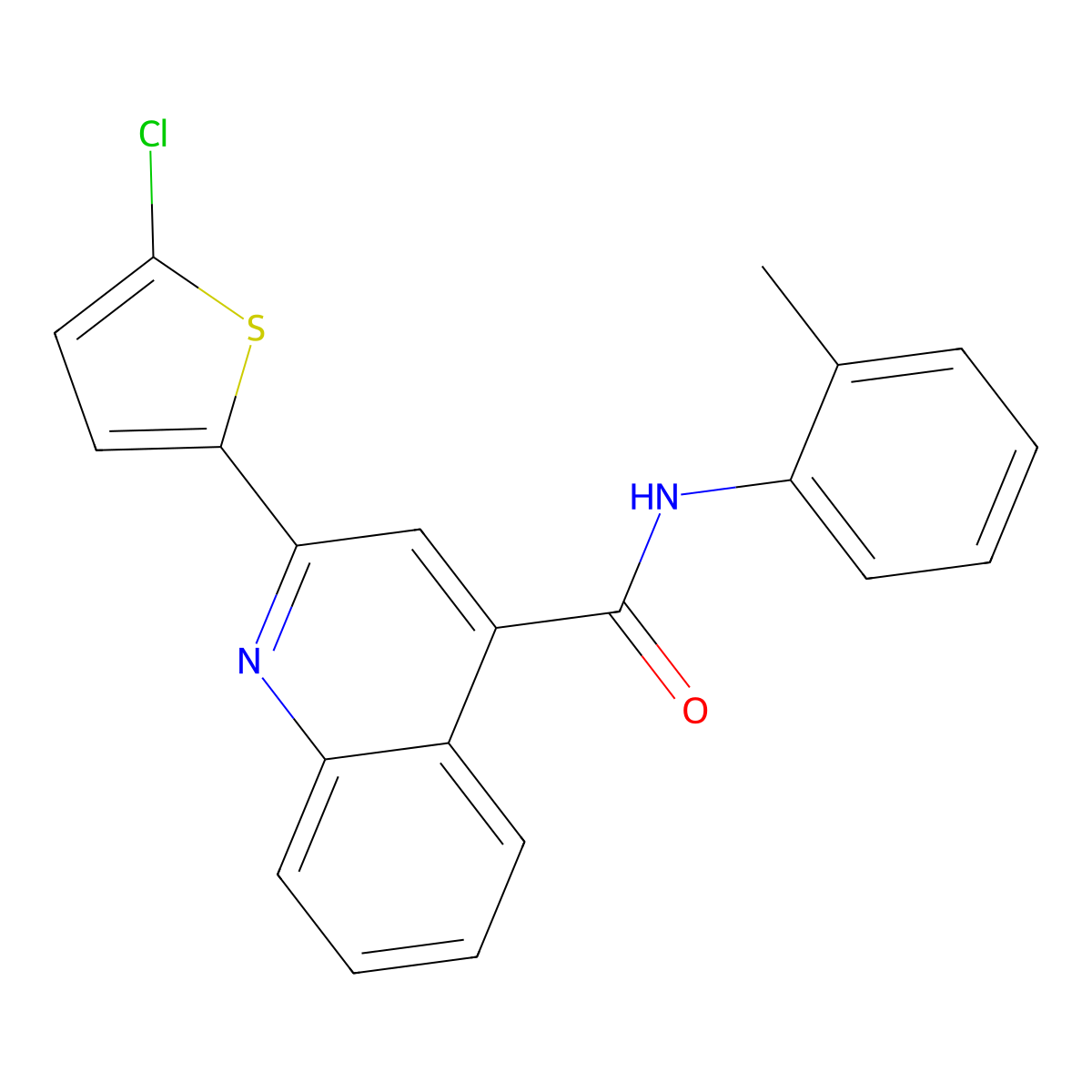 2-(5-chlorothiophen-2-yl)-N-(2-methylphenyl)quinoline-4-carboxamide molecular structure, CAS 353786-33-1