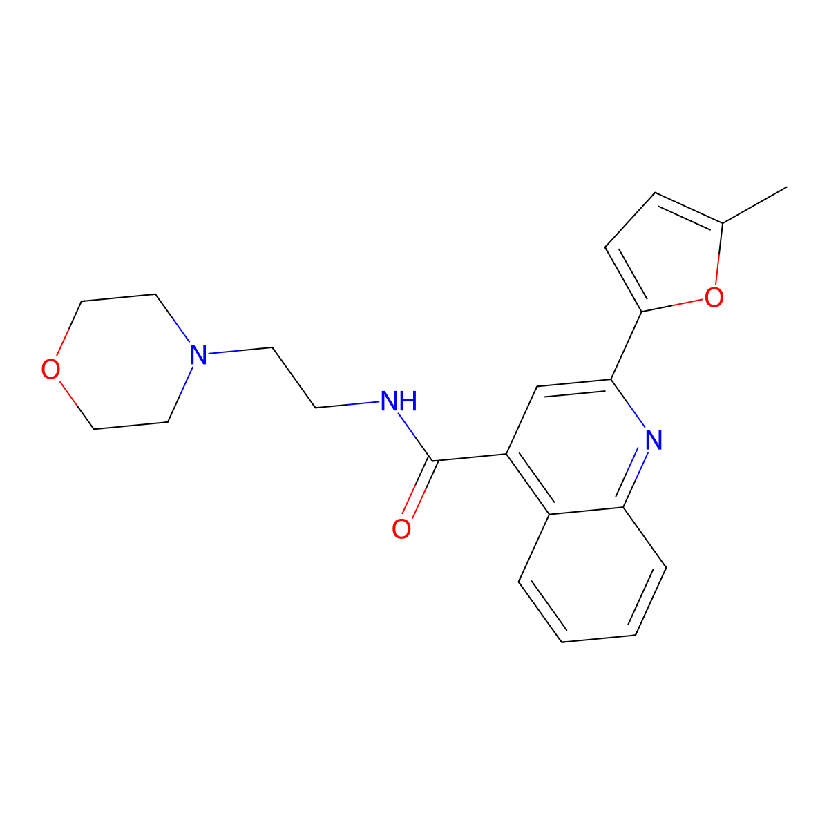 2-(5-methylfuran-2-yl)-N-[2-(morpholin-4-yl)ethyl]quinoline-4-carboxamide molecular structure, CAS 353786-36-4