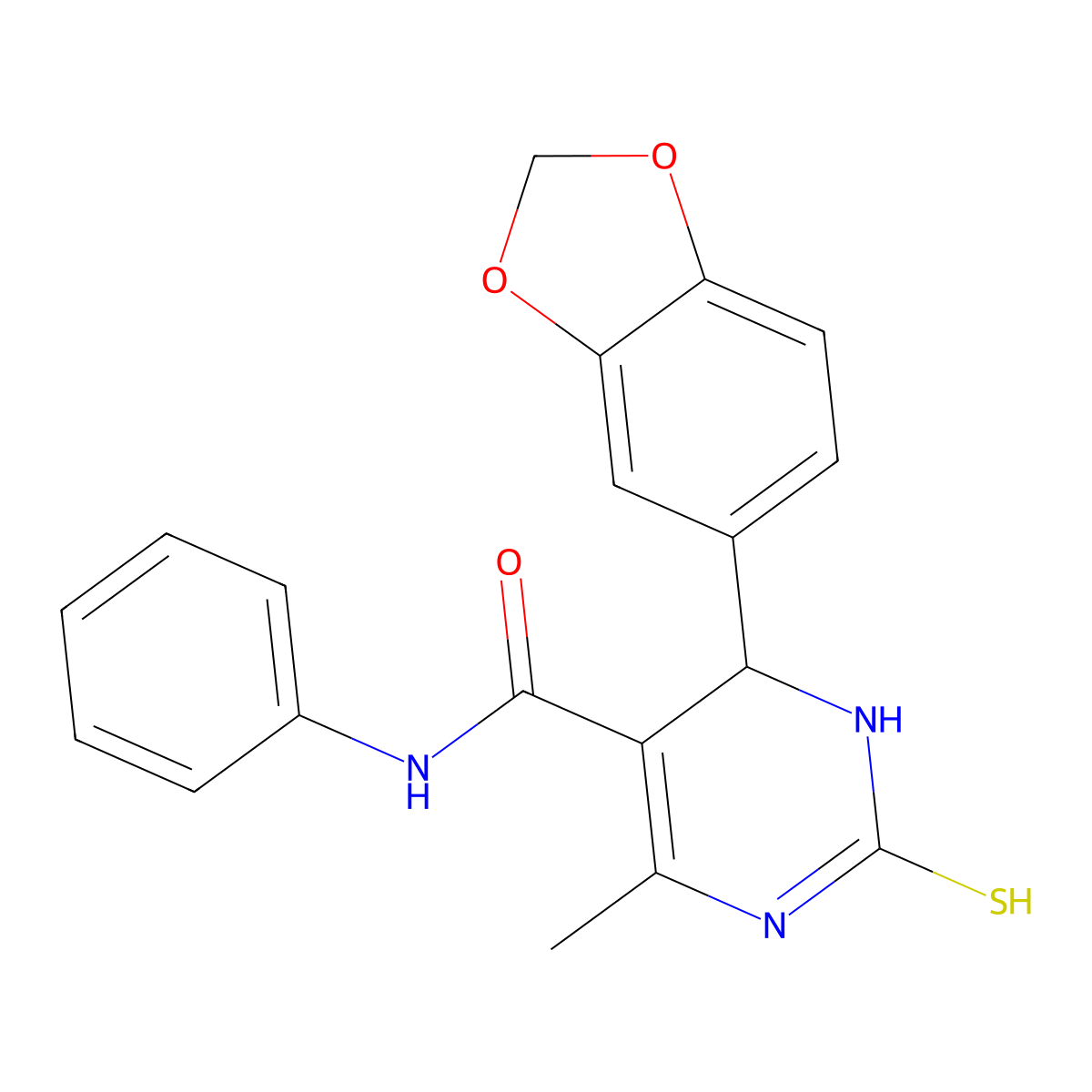 4-(1,3-benzodioxol-5-yl)-6-methyl-N-phenyl-2-sulfanylidene-3,4-dihydro-1H-pyrimidine-5-carboxamide molecular structure, CAS 353786-71-7