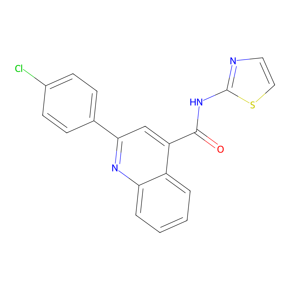 2-(4-chlorophenyl)-N-(1,3-thiazol-2-yl)quinoline-4-carboxamide molecular structure, CAS 353786-93-3