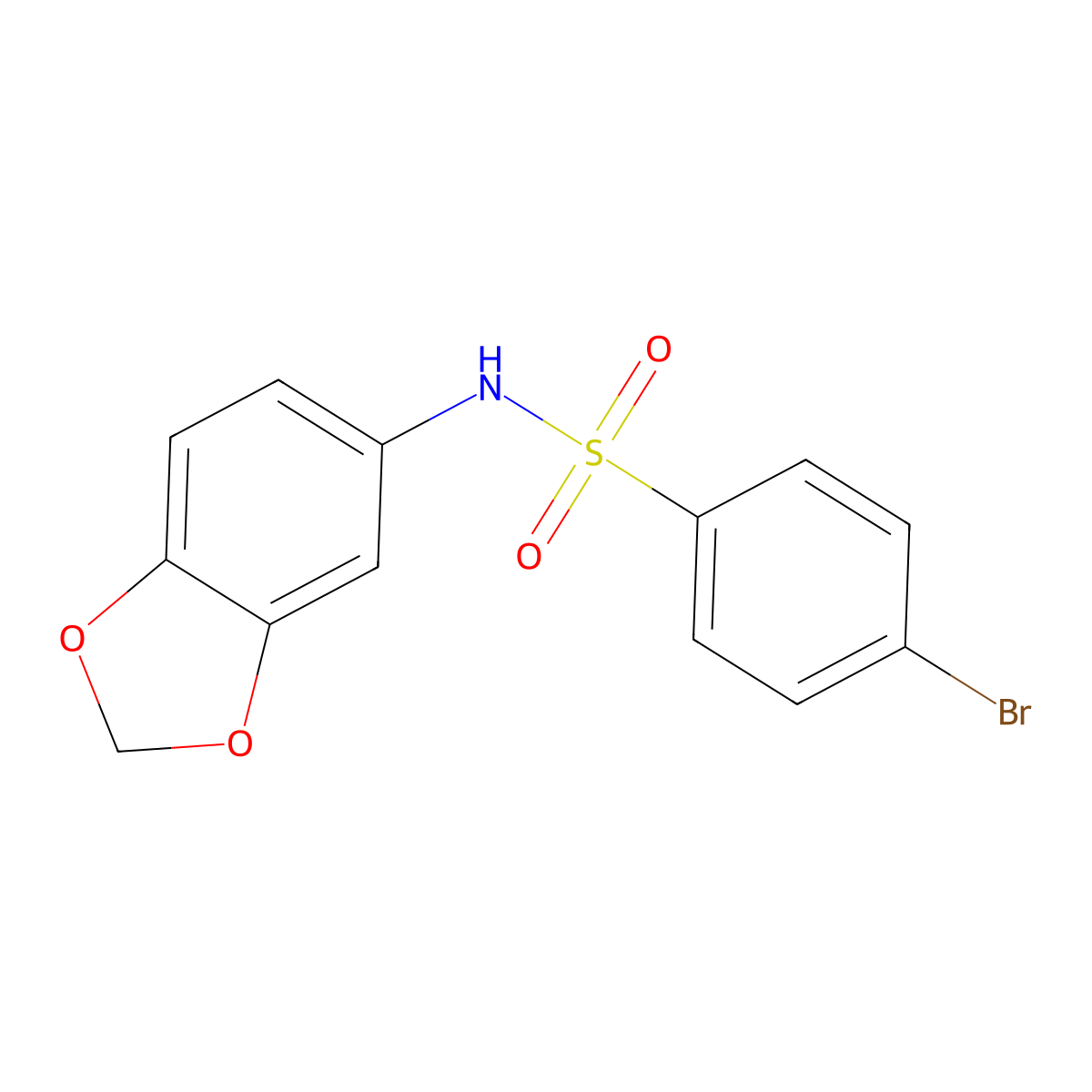 N-(1,3-benzodioxol-5-yl)-4-bromobenzenesulfonamide molecular structure, CAS 353786-98-8