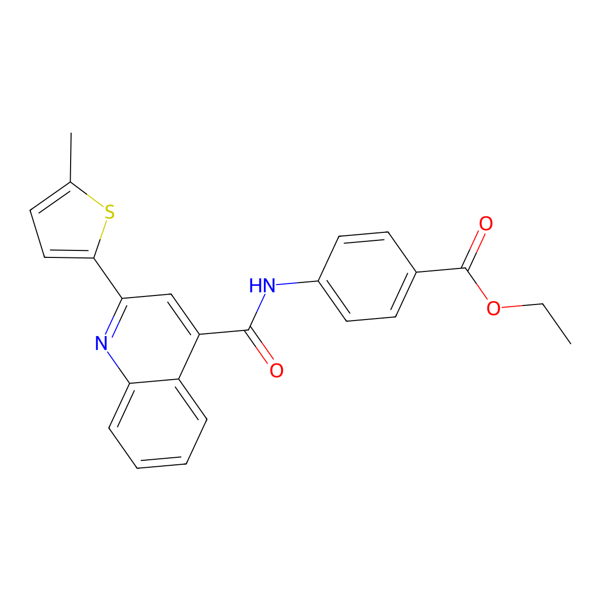 Ethyl 4-[[2-(5-methylthiophen-2-yl)quinoline-4-carbonyl]amino]benzoate molecular structure, CAS 353786-99-9