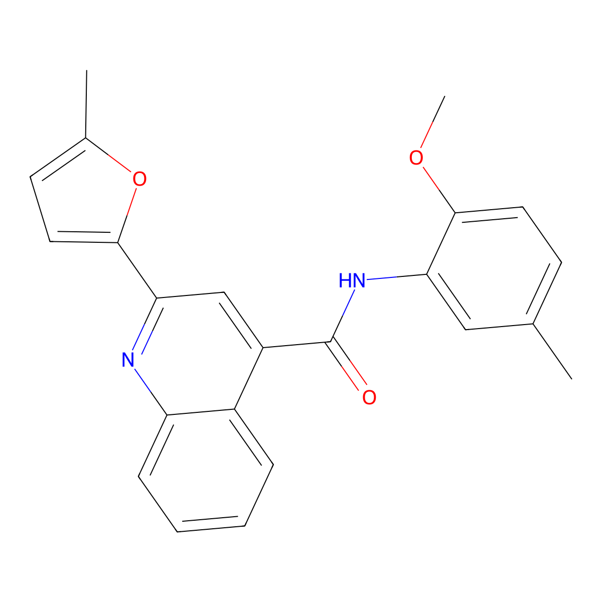 N-(2-methoxy-5-methylphenyl)-2-(5-methylfuran-2-yl)quinoline-4-carboxamide molecular structure, CAS 353787-03-8