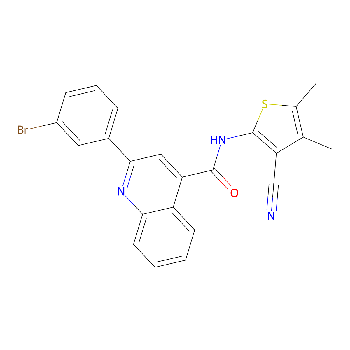 2-(3-bromophenyl)-N-(3-cyano-4,5-dimethyl-2-thienyl)-4-quinolinecarboxamide molecular structure, CAS 353787-17-4