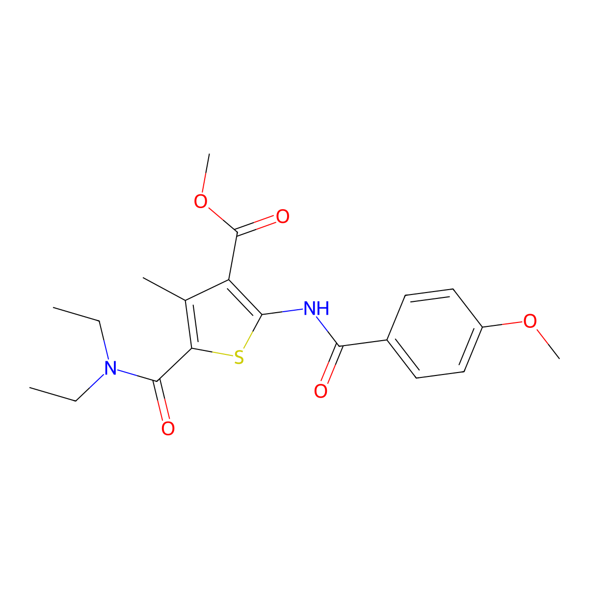 Methyl 5-(diethylcarbamoyl)-2-[(4-methoxybenzoyl)amino]-4-methylthiophene-3-carboxylate molecular structure, CAS 353787-40-3