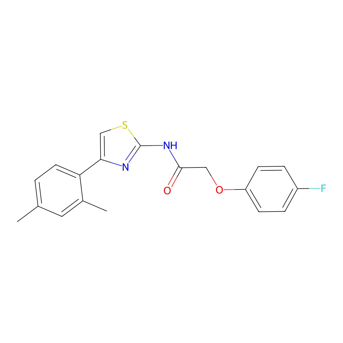 N-[4-(2,4-dimethylphenyl)-1,3-thiazol-2-yl]-2-(4-fluorophenoxy)acetamide molecular structure, CAS 353787-45-8