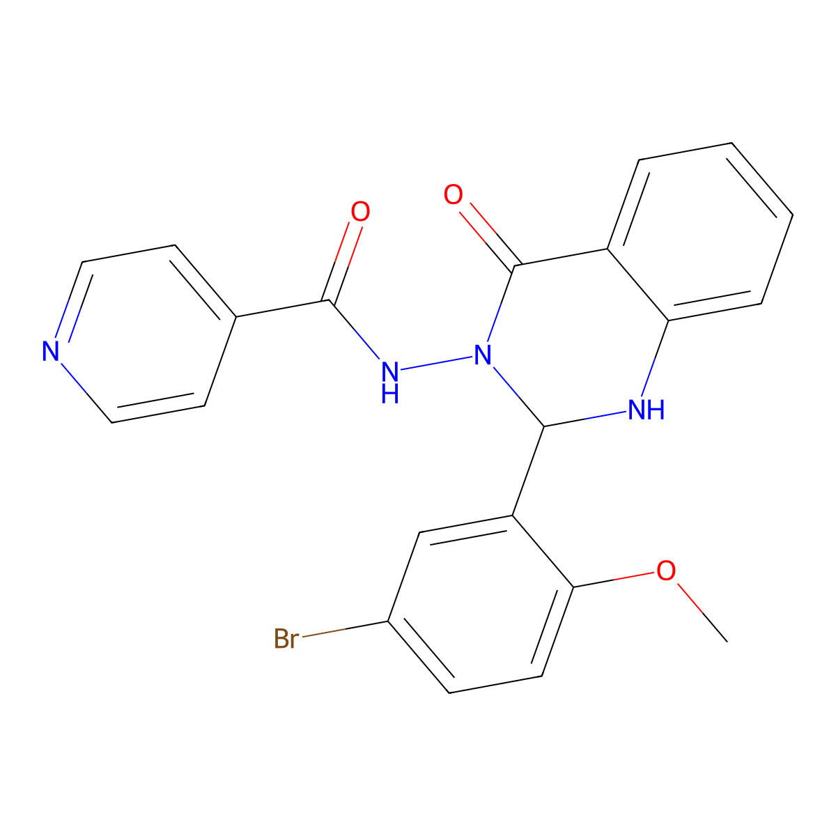 N-(2-(5-bromo-2-methoxyphenyl)-4-oxo-1,4-dihydro-3(2H)-quinazolinyl)isonicotinamide molecular structure, CAS 353787-84-5