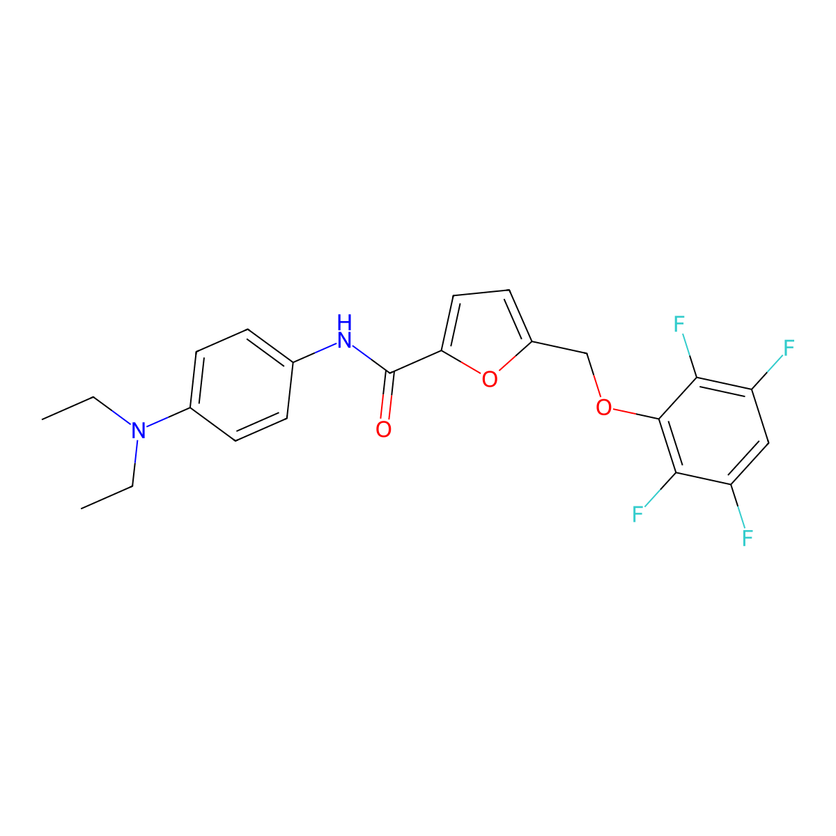 N-[4-(diethylamino)phenyl]-5-[(2,3,5,6-tetrafluorophenoxy)methyl]furan-2-carboxamide molecular structure, CAS 353788-16-6