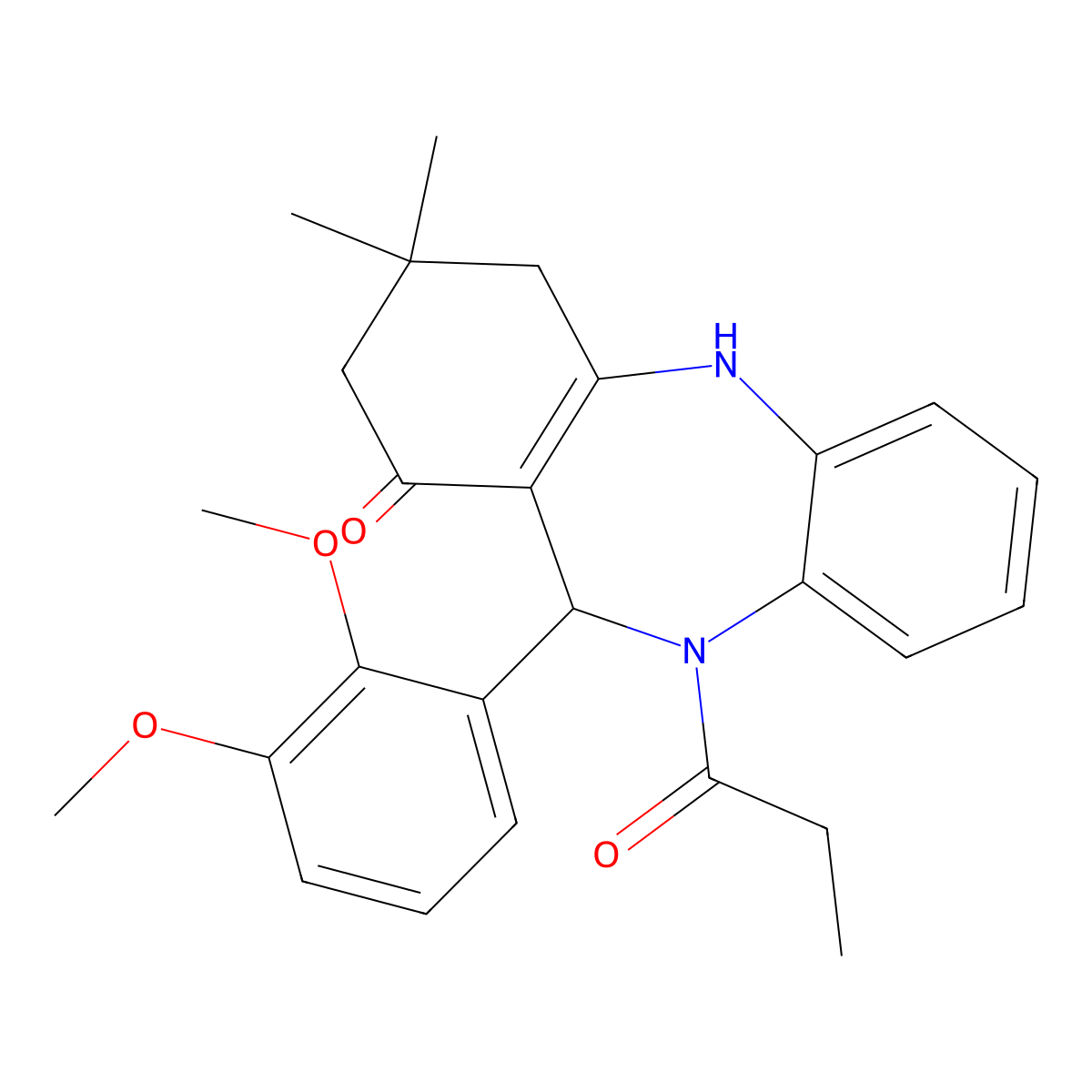 6-(2,3-Dimethoxyphenyl)-9,9-dimethyl-5-propanoyl-6,8,10,11-tetrahydrobenzo[b][1,4]benzodiazepin-7-one molecular structure, CAS 353788-21-3