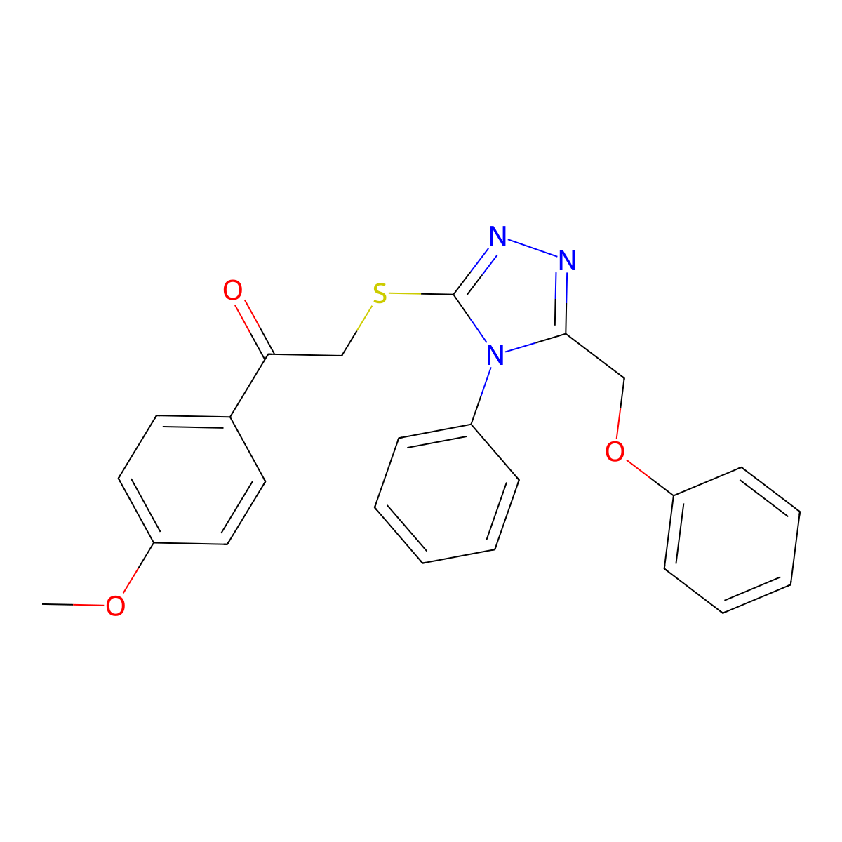 1-(4-methoxyphenyl)-2-{[5-(phenoxymethyl)-4-phenyl-4H-1,2,4-triazol-3-yl]sulfanyl}ethanone molecular structure, CAS 353789-30-7