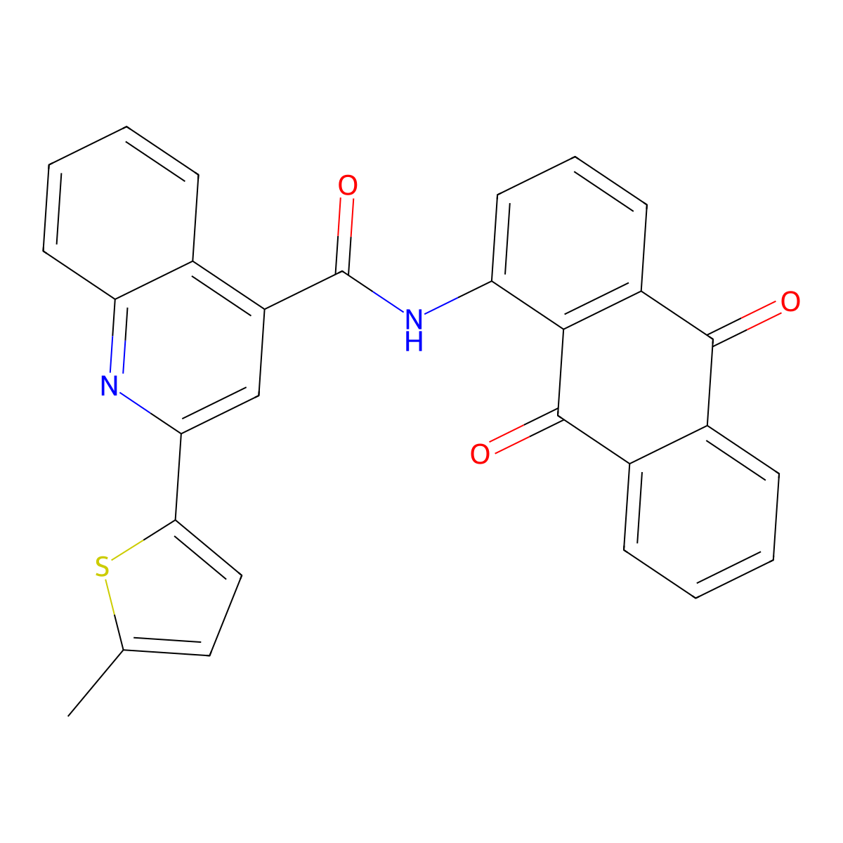 N-(9,10-dioxoanthracen-1-yl)-2-(5-methylthiophen-2-yl)quinoline-4-carboxamide molecular structure, CAS 353789-57-8