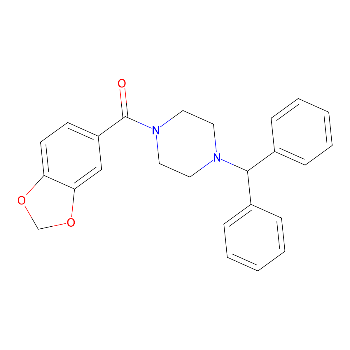 (4-Benzhydrylpiperazin-1-yl)-(1,3-benzodioxol-5-yl)methanone molecular structure, CAS 353790-00-8
